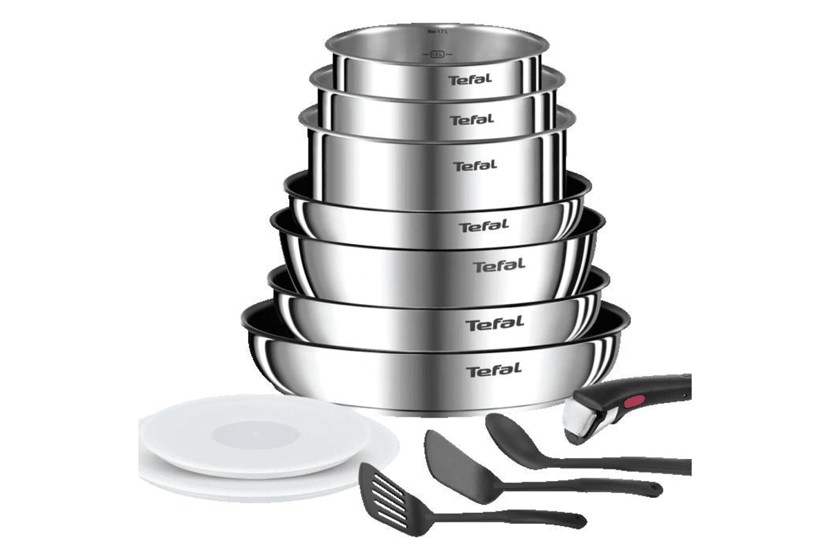 Tefal Ingenio Emotion L897DS04 — Batterie de cuisine 13 pièces, acier inoxydable, empilable, revêtement antiadhésif, garantie 5 ans Cdiscount 89,99 euros juillet 2026 bon plan