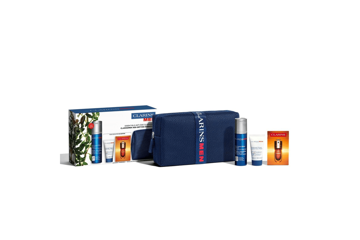 Coffret Clarins Anti-Âge Homme ClarinsMen nettoyant visage soin anti-ride Double Serum Light Texture routine soldes été 2026
