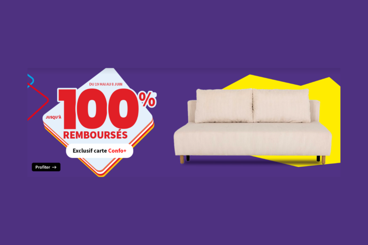 Conforama jusqu'à 100% remboursés avec la carte Confo+ Fidélité du 19 mai au 8 juin 2026