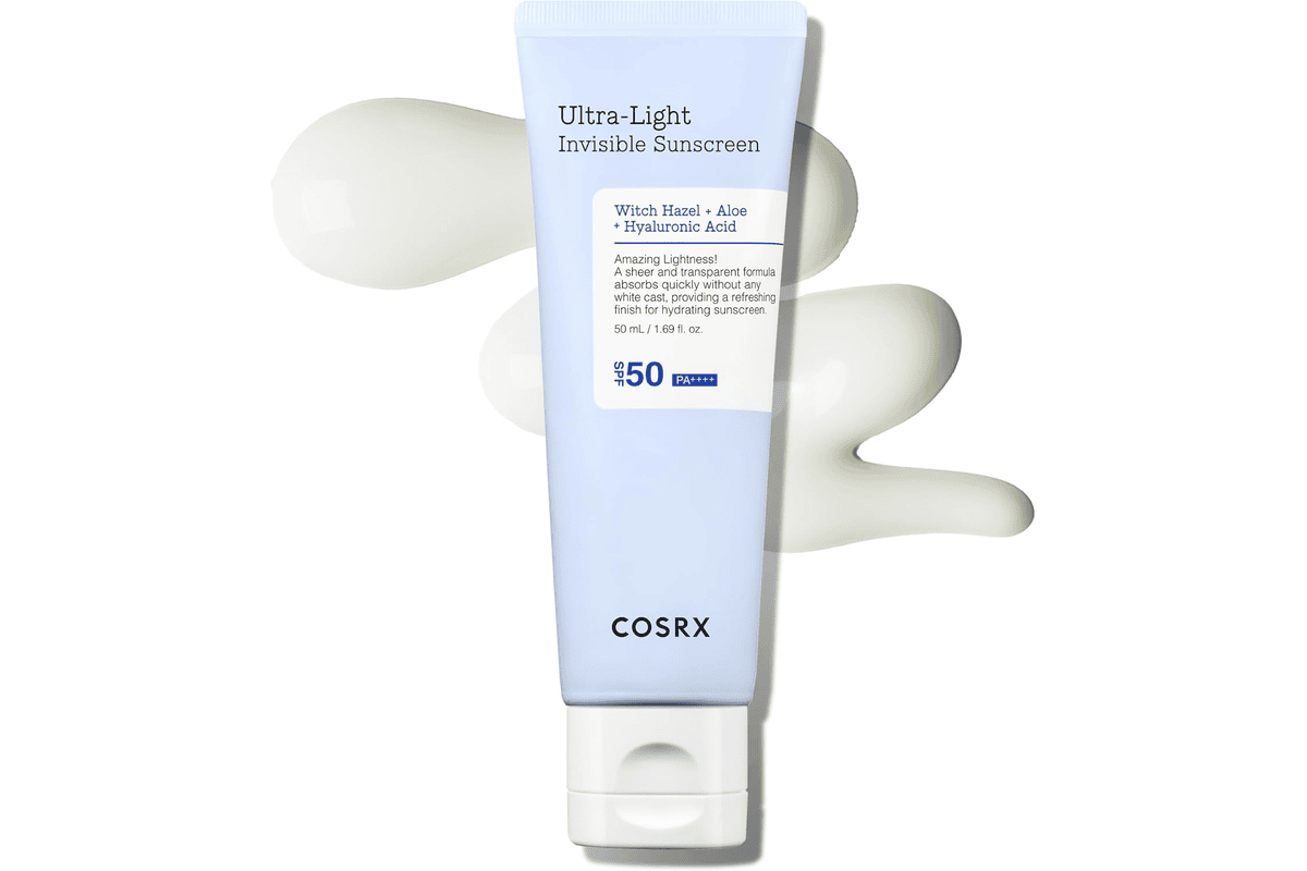 COSRX Ultra Light Invisible Sunscreen SPF 50 PA quatre plus pas de white cast leger absorption rapide UV hydratation boost visage