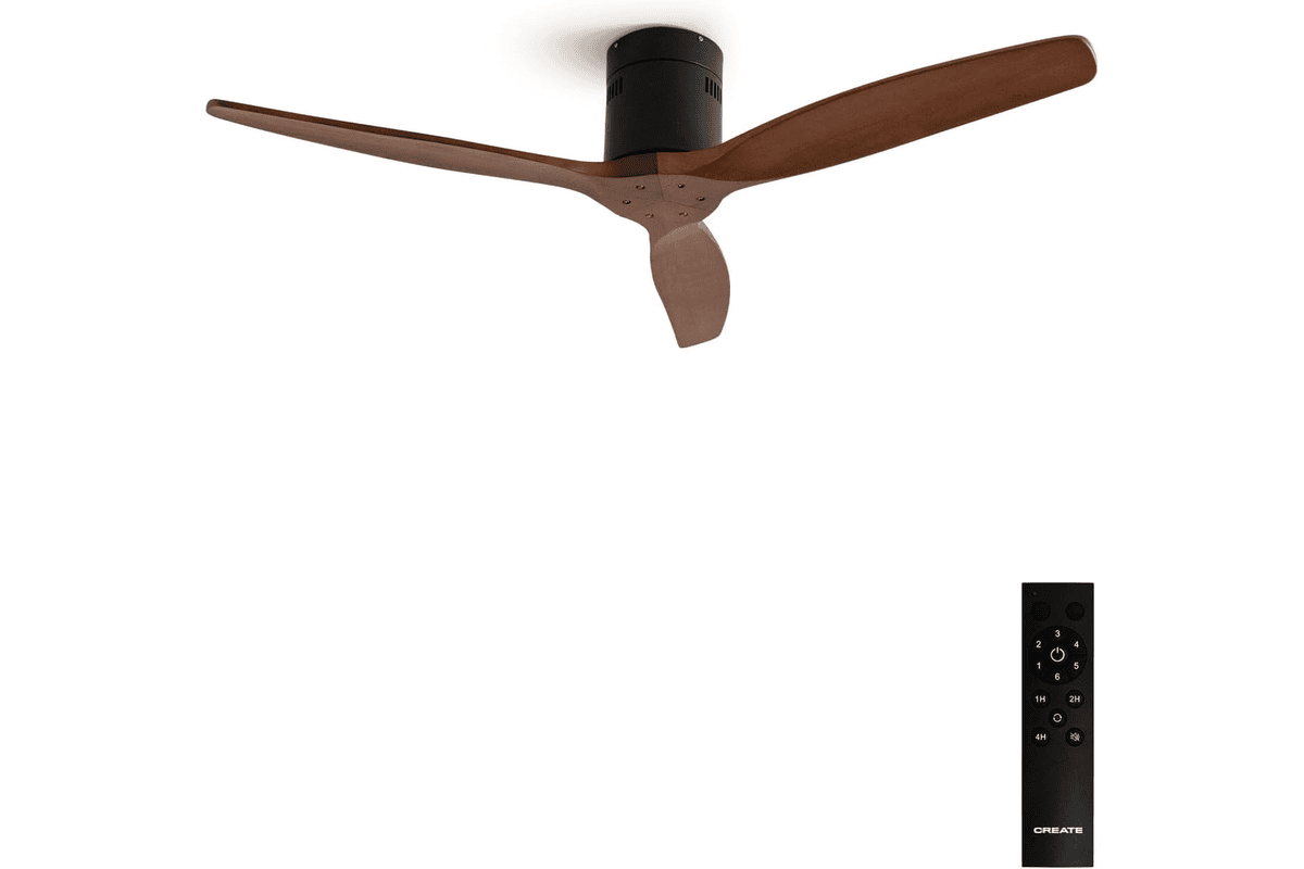CREATE WINDCALM DC ventilateur de plafond ABS noir pales effet bois foncé 40 W silencieux 132 cm 6 vitesses minuterie 84,95 € Amazon
