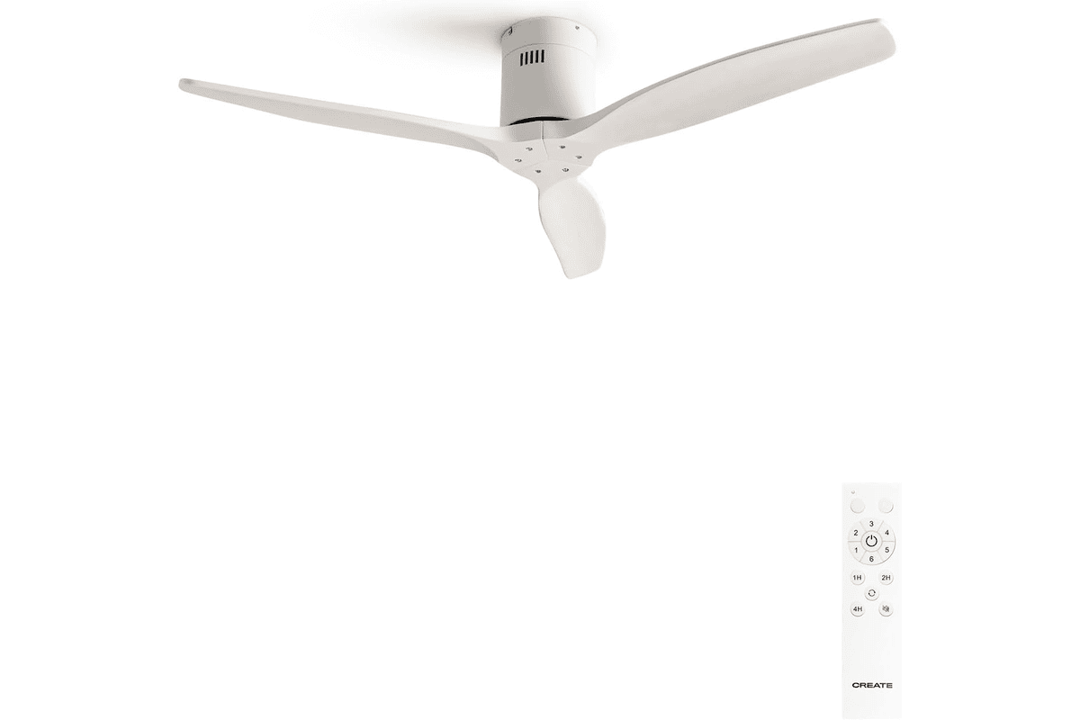 Create WINDCALM M ventilateur plafond ABS telecommande silencieux design moderne salon chambre 3 vitesses reversible ete hiver