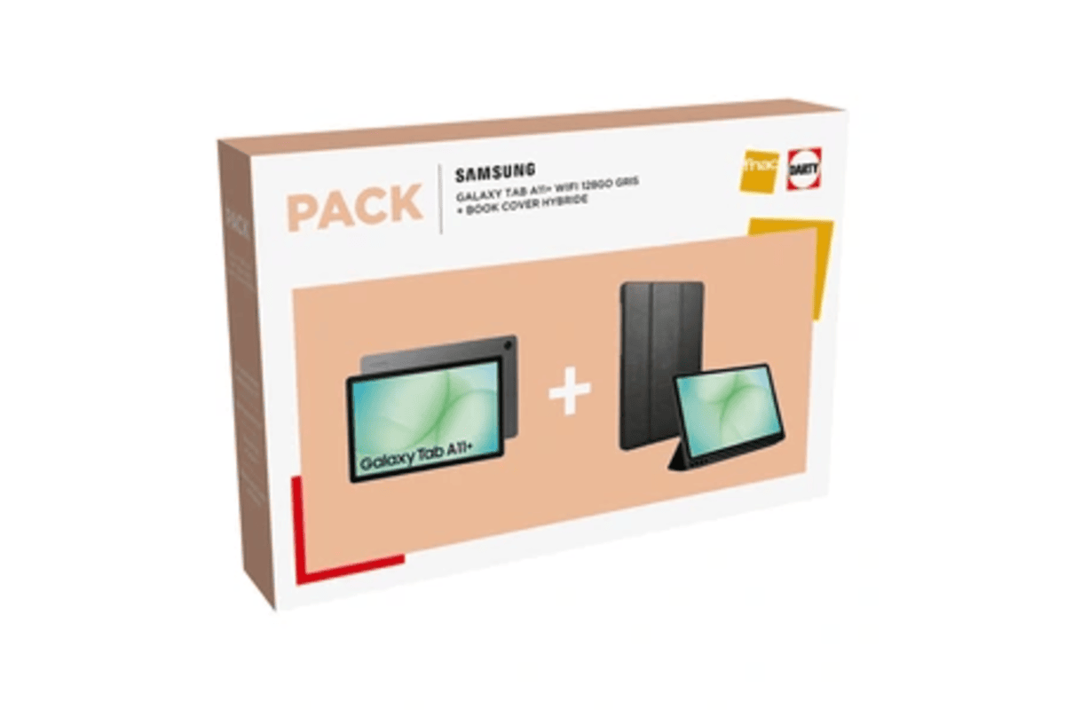 Tablette tactile Samsung Pack Galaxy Tab A11+ 11" 128 Go Gris + Book Cover Hybride Darty 259,99 euros juillet 2026 bon plan Awin cashback iGraal