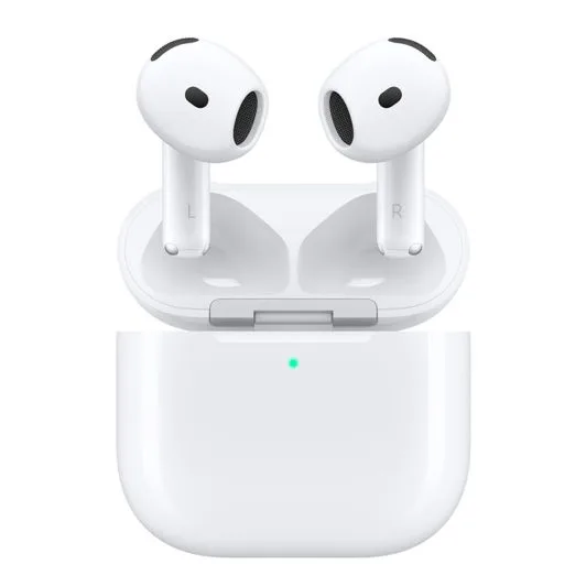 Apple AirPods 4 blancs avec leur boîtier de recharge