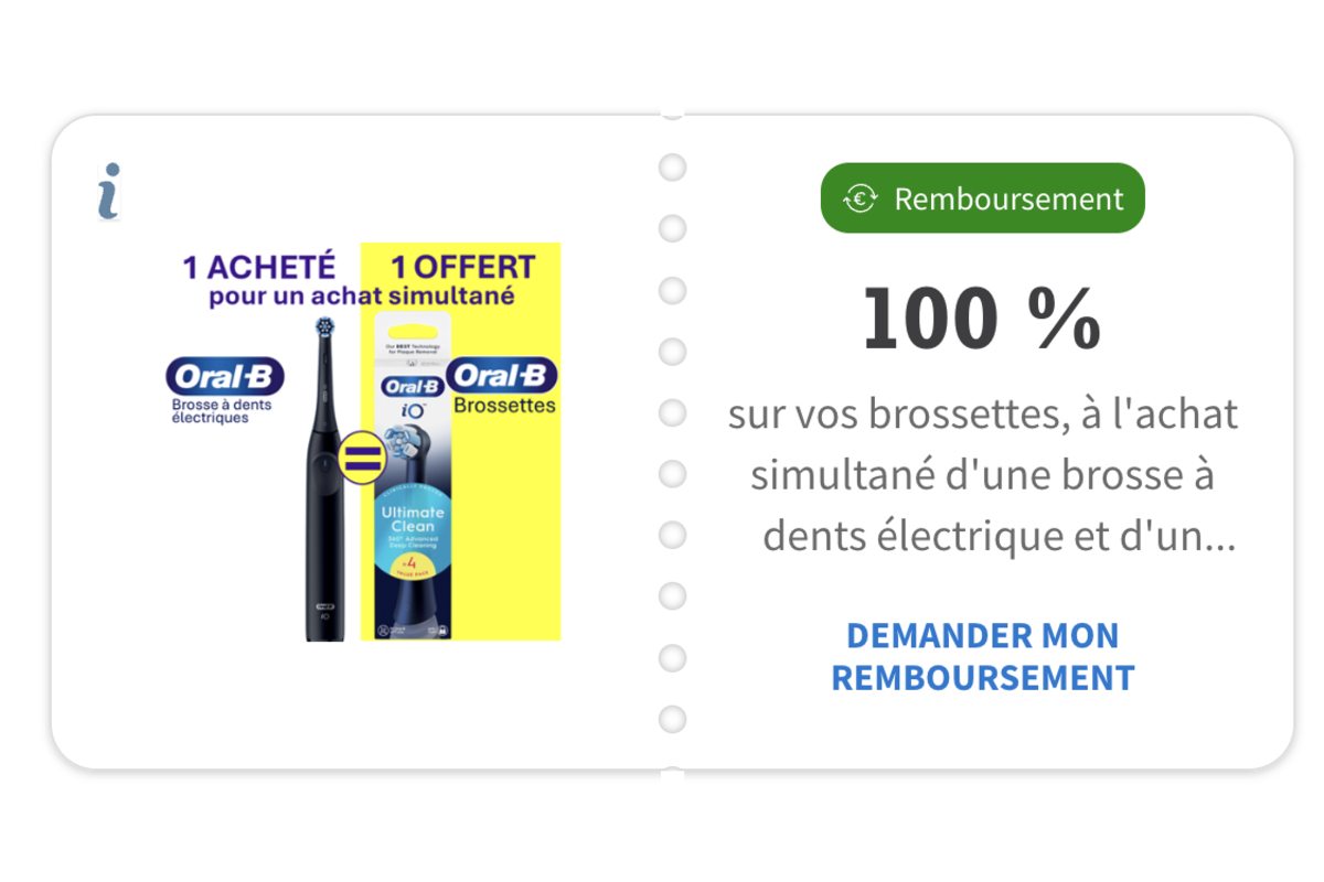 Offre Oral-B brosse électrique + brossettes remboursé