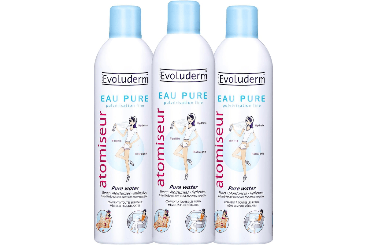 Evoluderm Atomiseur Eau Pure origine naturelle vegan fabrication française 3 x 400 ml 15 € Amazon