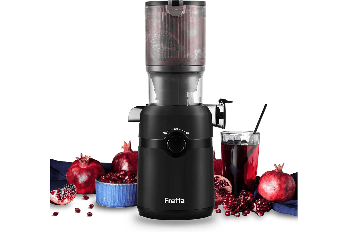 Fretta extracteur jus fruits legumes entiers slow juicer grande ouverture 108mm 1L capacite pression froid centrifugeuse silence