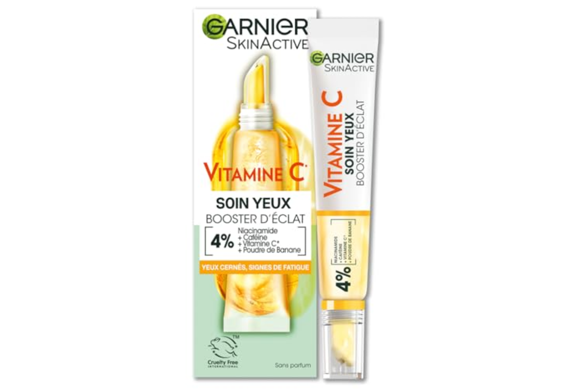 Garnier SkinActive Soin Yeux Booster d'Éclat niacinamide caféine vitamine C poudre banane 15 ml bon plan amazon mai 2026