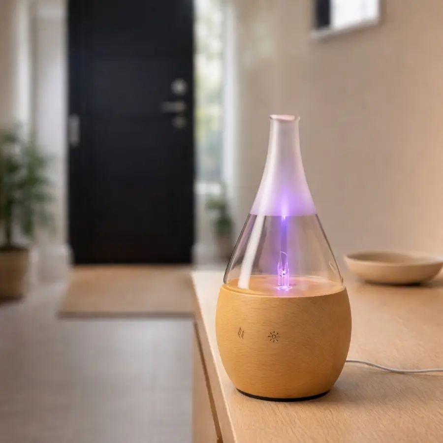 Diffuseur d'huiles essentielles par nébulisation Zen'Arôme Bolea en bois et verre, en promotion chez Greenweez