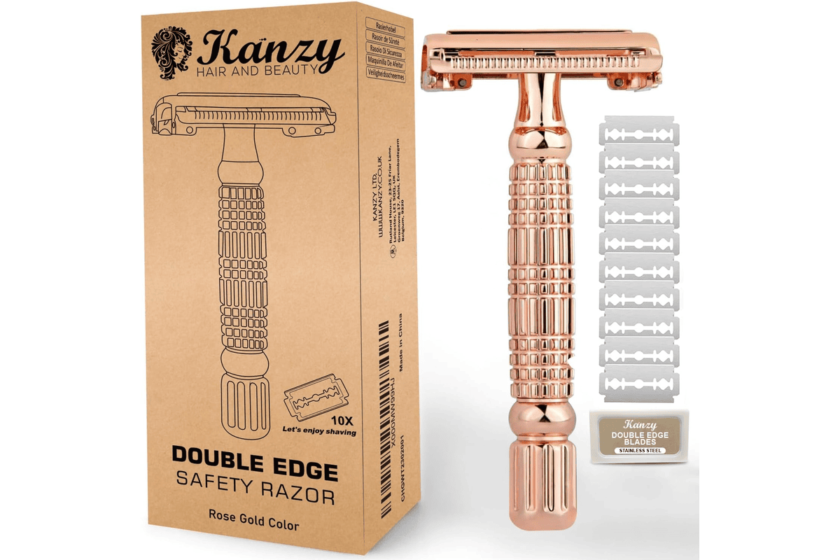 Kanzy rasoir de sûreté femme or rose écologique réutilisable métal manuel anti-déchet 9,99 € Amazon