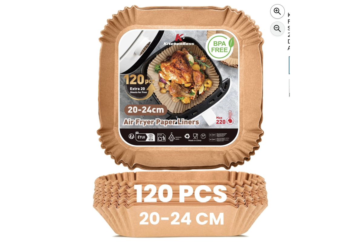 KitchenBoss 120 papiers Air Fryer carrés 20-24 cm BPA Free