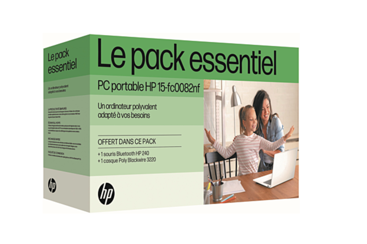 Pack HP Laptop 15-fc0082nf 15,6 pouces Ryzen 5 16Go RAM 512Go SSD casque souris HP gris E.Leclerc 549 euros mai 2026