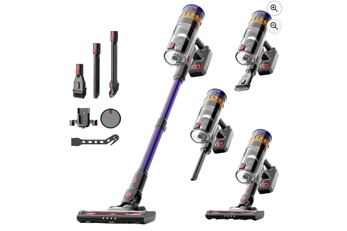 Lefant aspirateur balai sans fil violet 40 KPa écran LED brosse anti-enchevêtrement