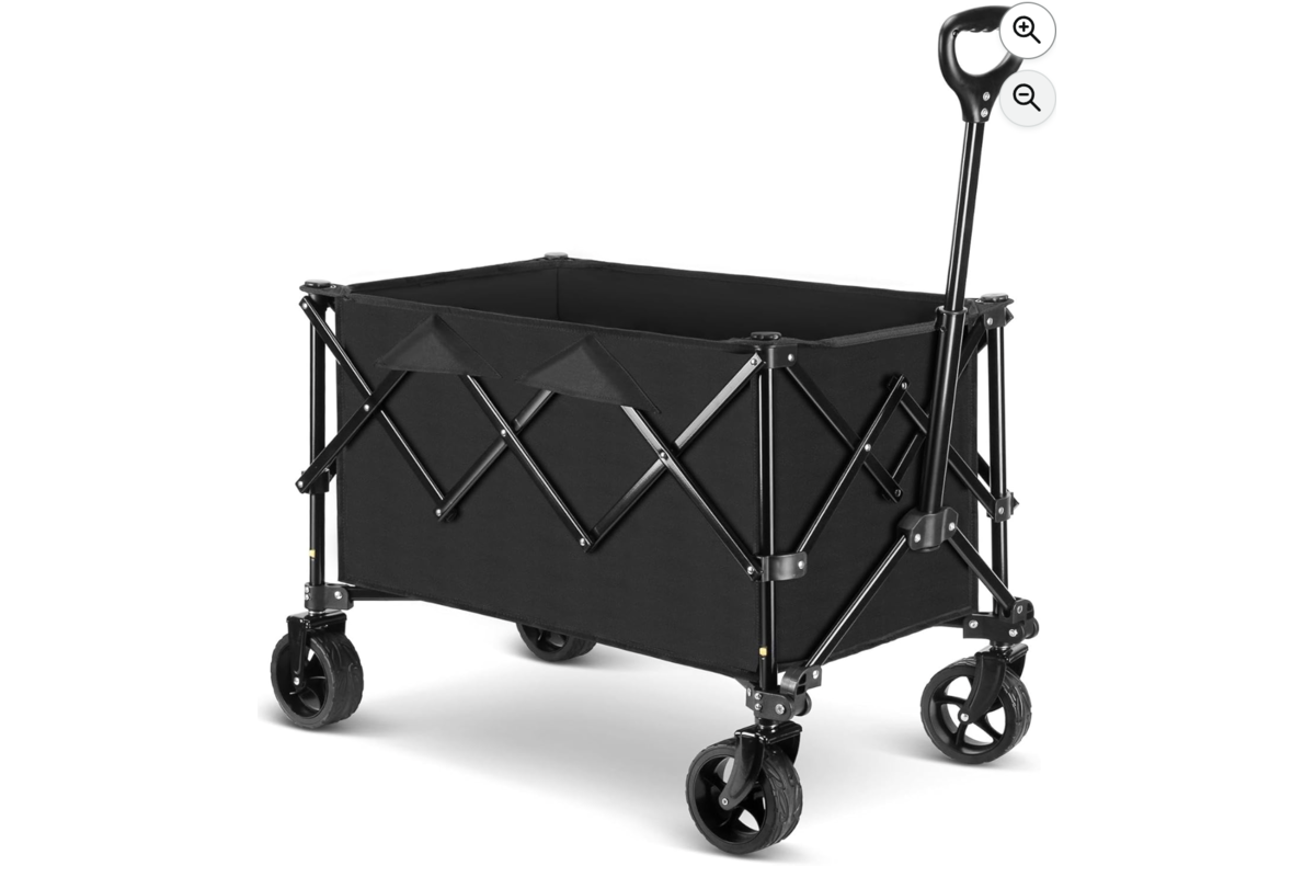 Chariot de jardin pliable LEWANJA 140 L noir avec roues pivotantes