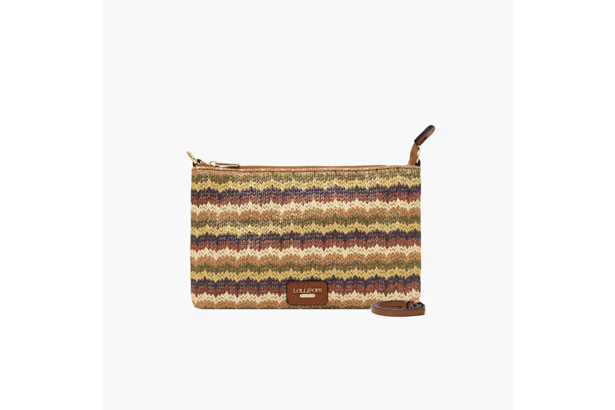Pochette S-Ringo multicolore Lollipops posée sur un fond clair, motif imprimé été