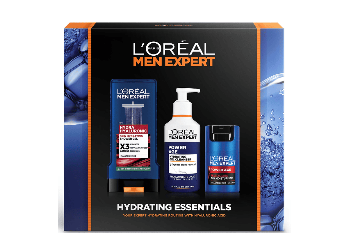 L'Oréal Men Expert Energising Essentials coffret cadeau trio gel douche cleanser hydratant homme grooming