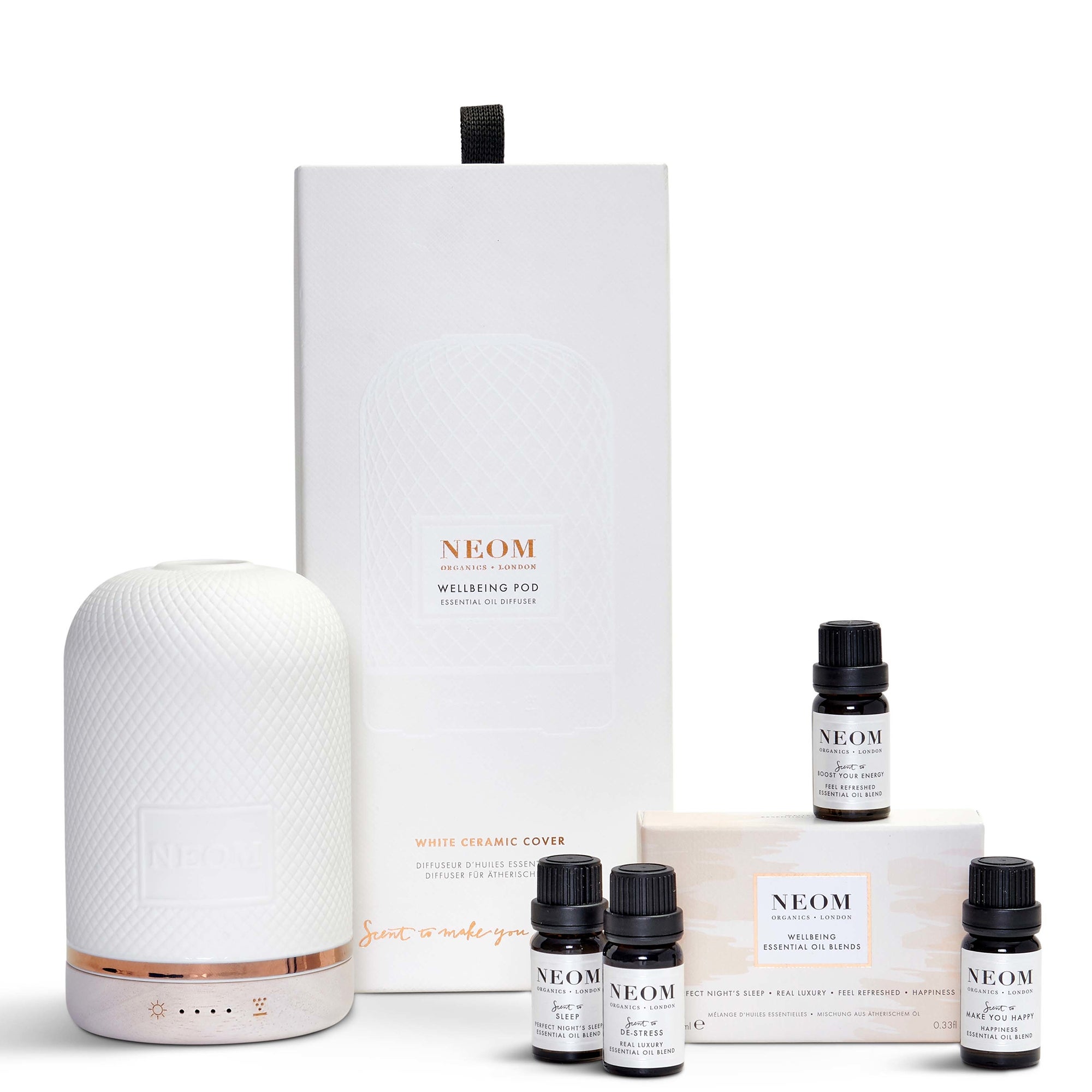 NEOM Wellbeing Bundle diffuseur et quatre huiles essentielles à 138 euros au lieu de 184 euros