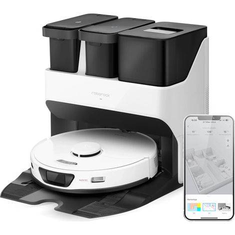 Roborock S7 Max Ultra blanc reconditionné avec sa station de vidage et de lavage
