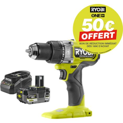 Perceuse-visseuse Ryobi RPD18BL2 18V Brushless avec batterie 4 Ah et chargeur chez ManoMano