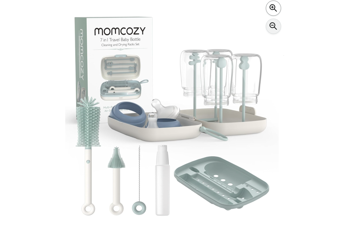 Momcozy Kit Nettoyage Biberon 7-en-1 goupillon silicone et boîte de voyage Amazon