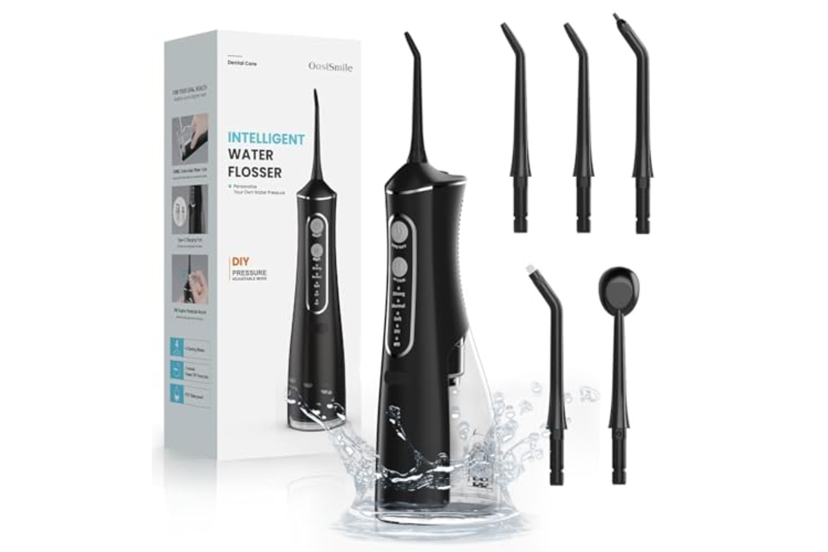 OasiSmile Jet Dentaire Sans Fil 5 embouts hydropulseur 34,99€ Amazon -65%
