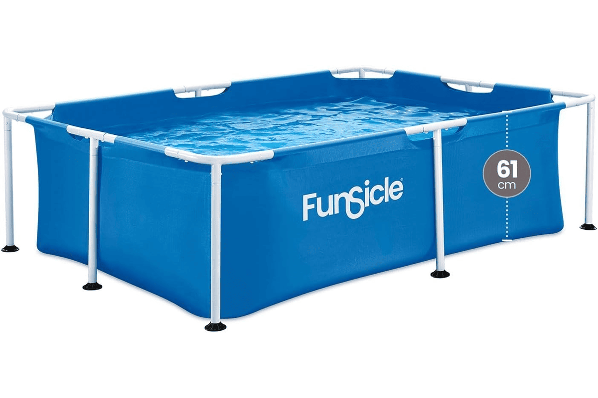Piscine tubulaire Funsicle rectangulaire 2.13m x 1.52m x 0.61m structure renforcée jardin terrasse