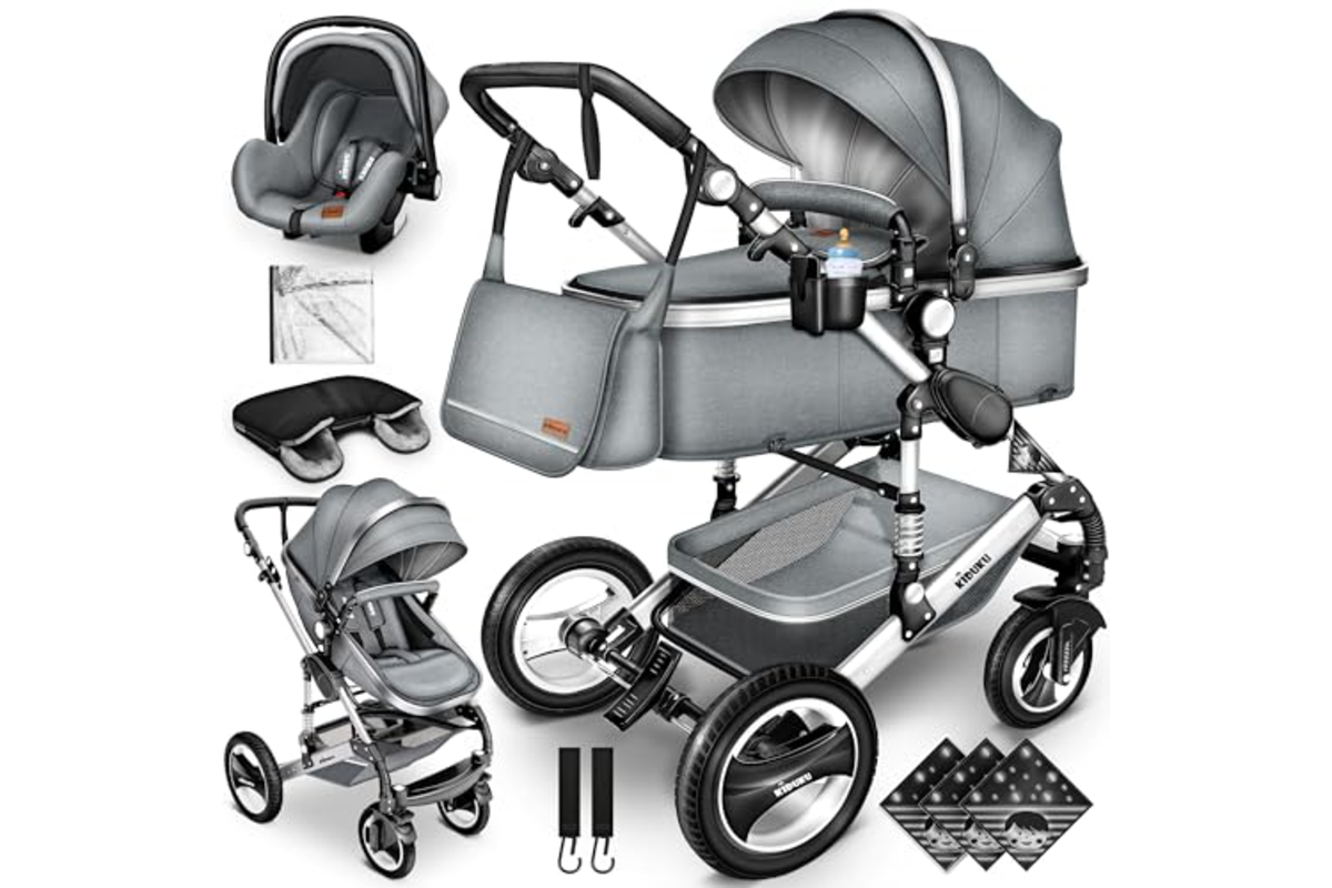 KIDUKU Poussette Trio 3 en 1 Gris poussette nacelle siège auto 199,79€ Amazon -22%