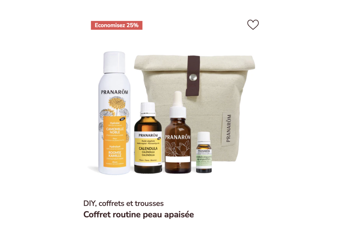 Pranarōm Coffret routine peau apaisée promo -25% trousse soin peaux sensibles