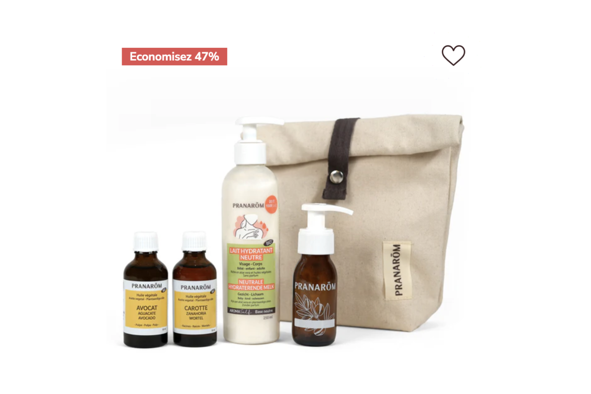 Pranarōm Duo lait corps nourrissant et peau dorée -47% huiles avocat carotte trousse offerte