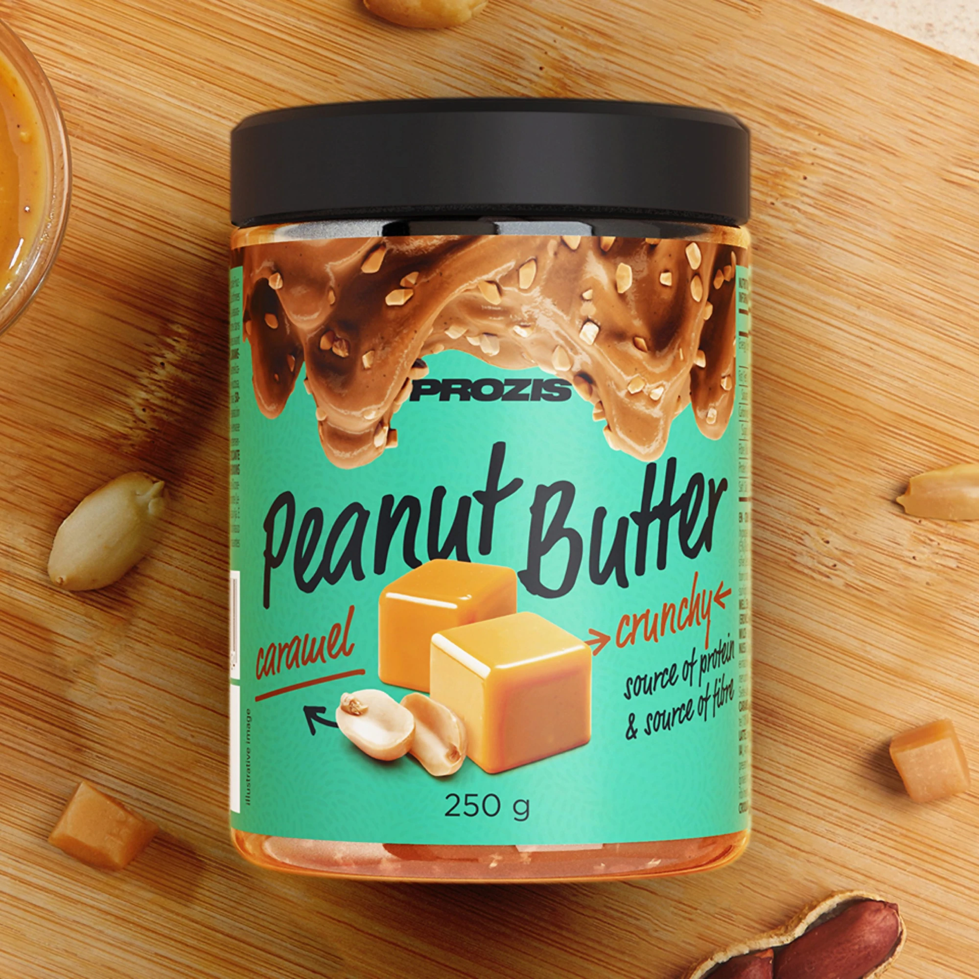 Beurre de cacahuète croquant au caramel Prozis en pot de 250 g