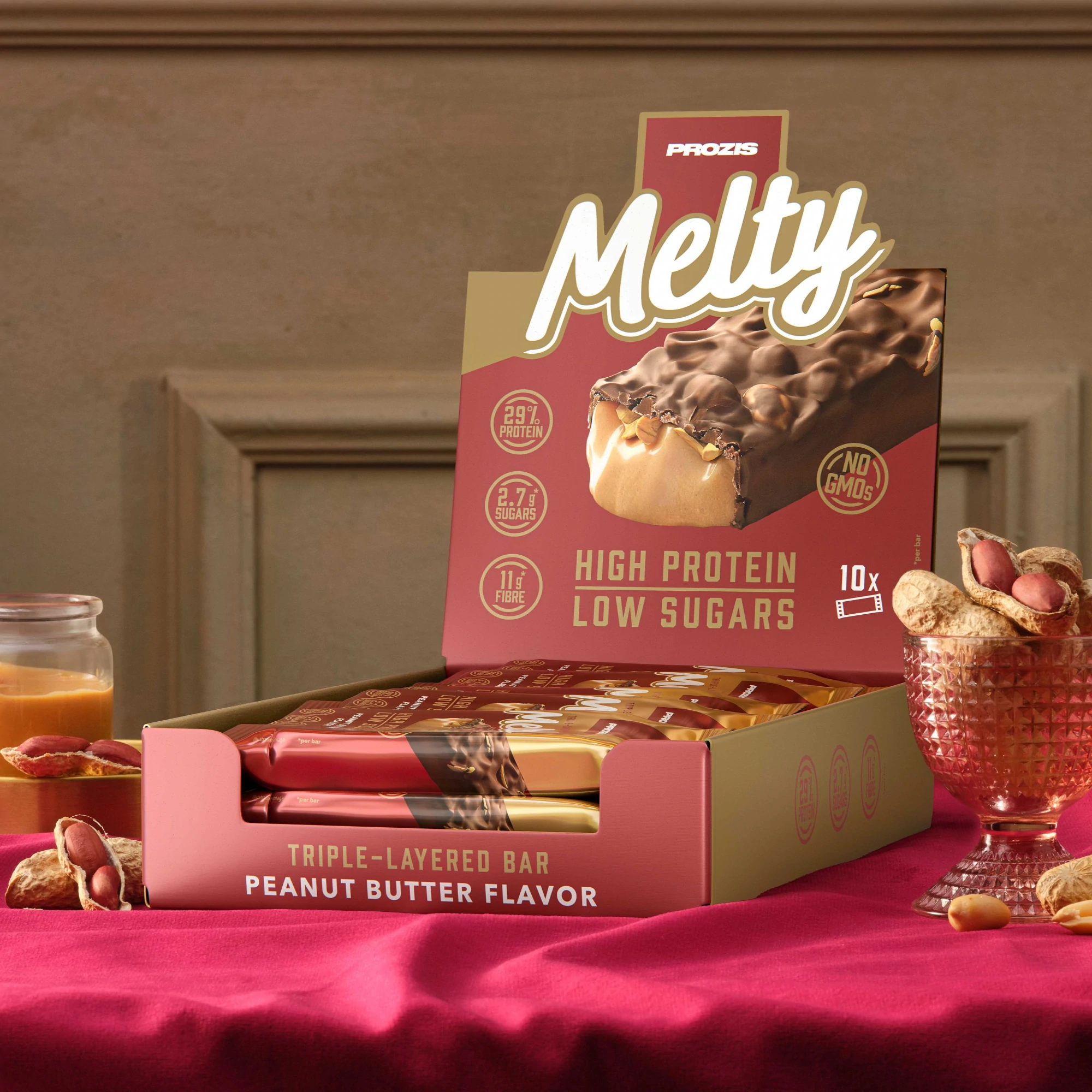 Lot de 10 barres protéinées Melty Prozis parfum beurre de cacahouète