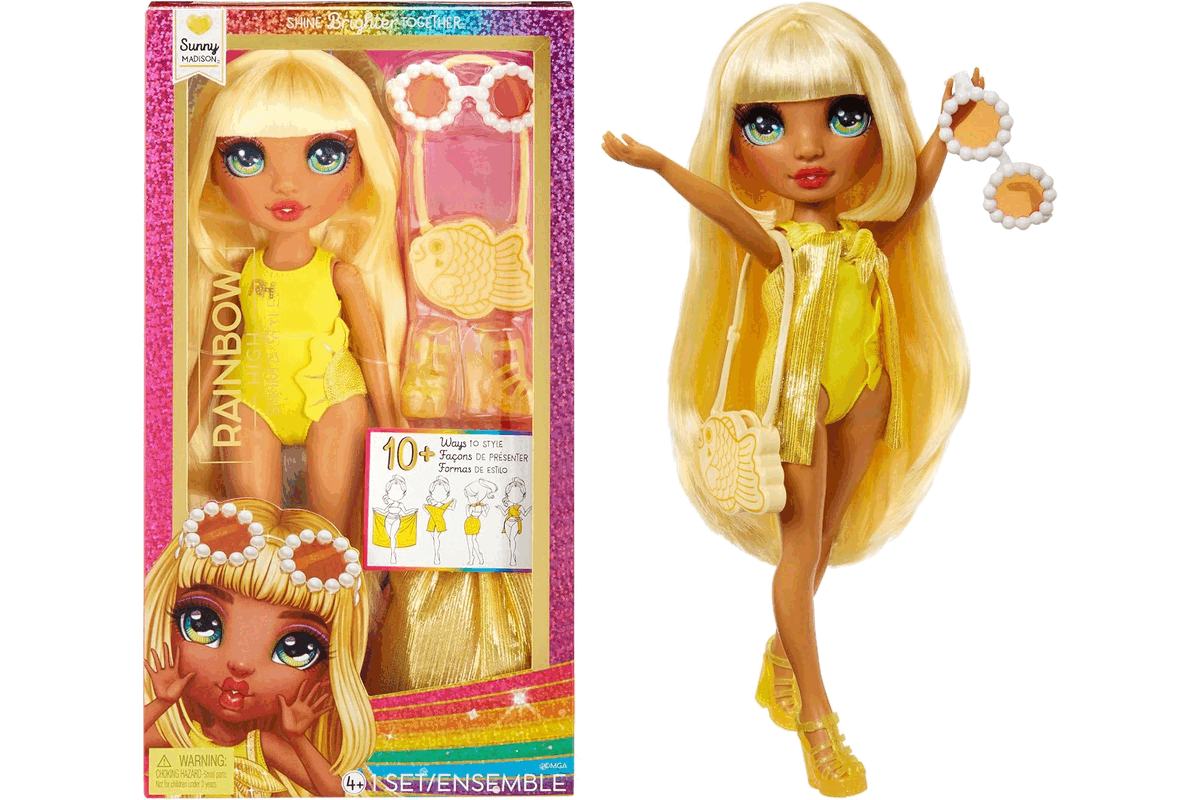 Rainbow High Swim & Style Sunny poupée jaune 28 cm paréo chatoyant 10 accessoires 8 € Amazon
