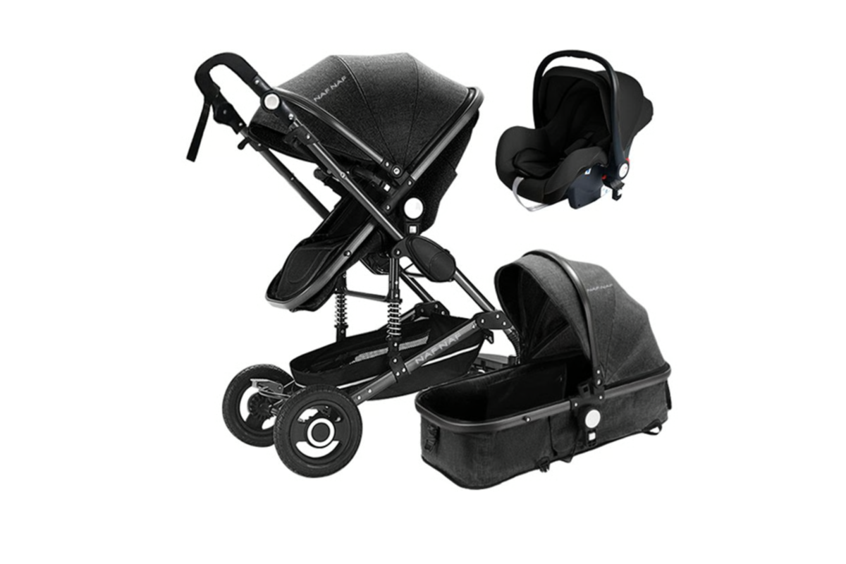 Poussette trio 3-en-1 NAF NAF 739BH anthracite siège-auto nacelle 199 euros Showroom Privé mai 2026