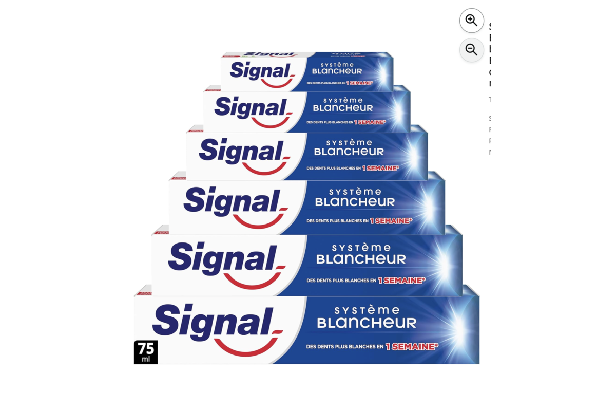 Signal Système Blancheur lot de 6 dentifrices 75ml dents plus blanches en 1 semaine