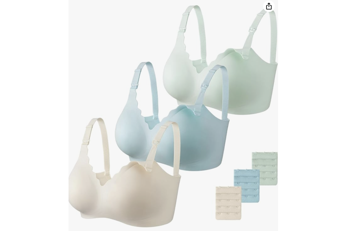 Lot 3 soutiens-gorge allaitement grossesse sans couture Blanc Bleu Vert