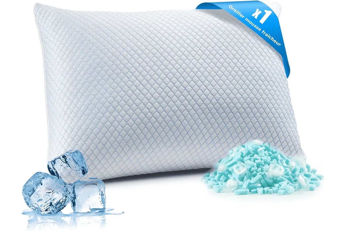 UNIKOME oreiller rafraîchissant 50x70 cm coussin mousse mémoire de forme double face rafraîchissant amovible froid chaud Amazon