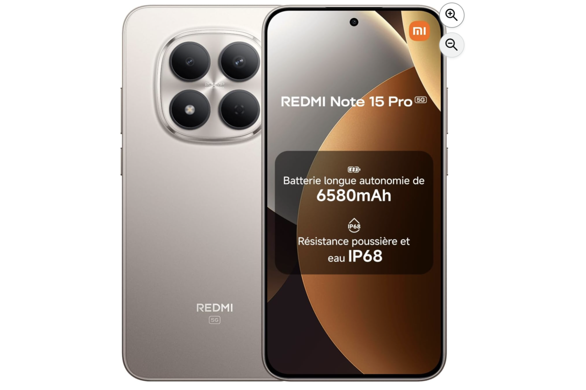 Xiaomi Redmi Note 15 Pro 5G smartphone titane batterie 6580 mAh IP68
