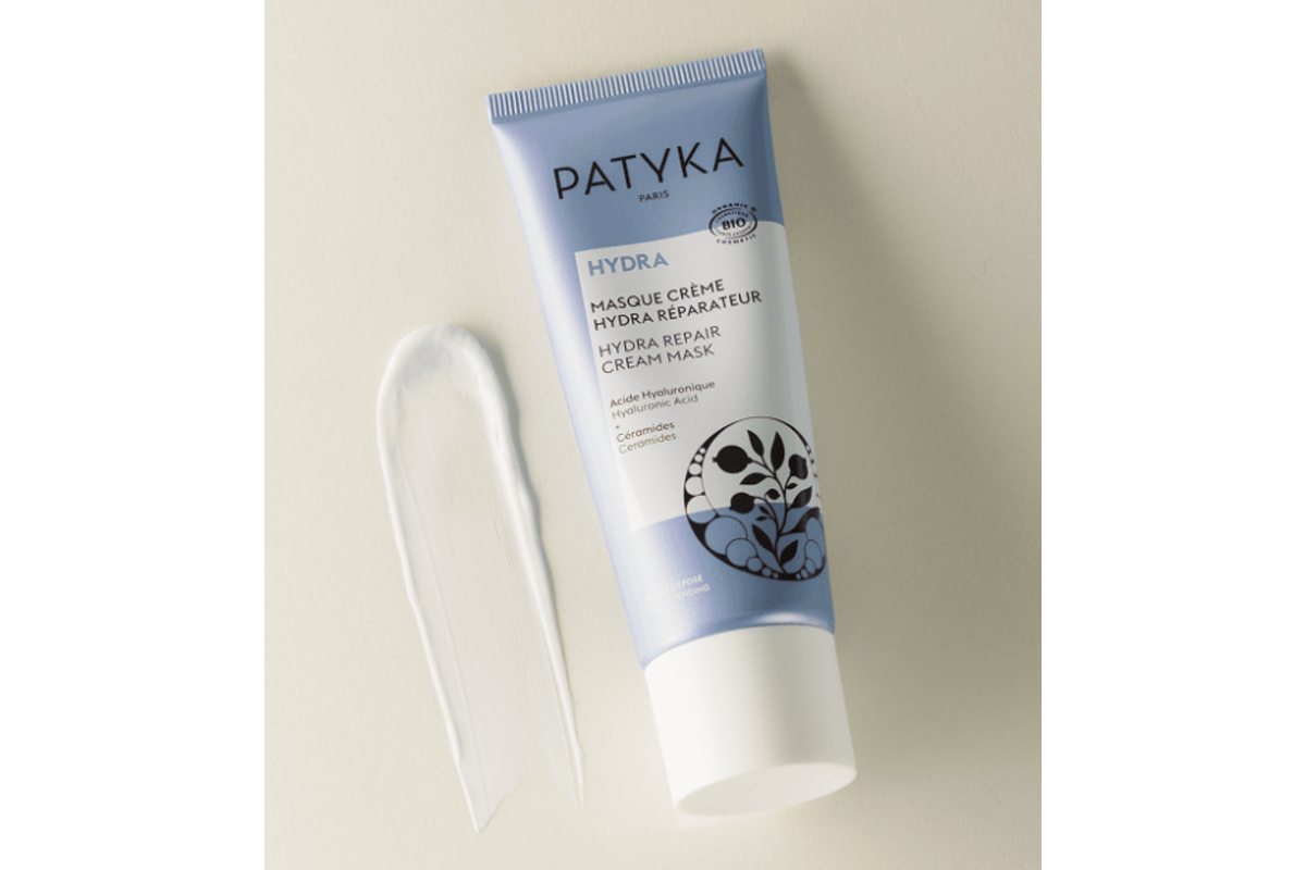 Les 3 soins visage Patyka gamme Hydra masque crème lactée gel yeux taille normale