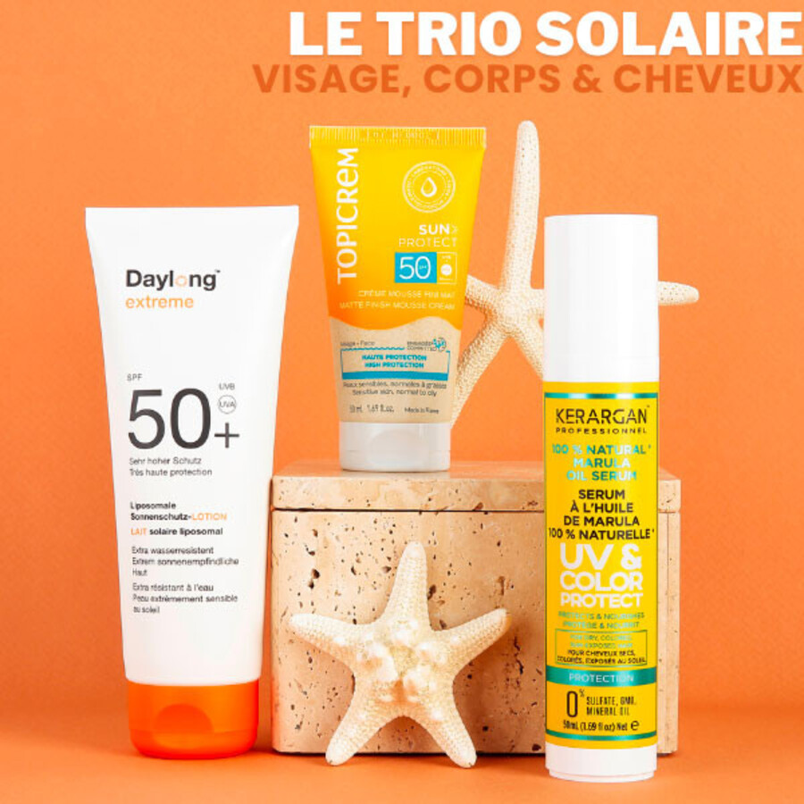 Produits de protection solaire visage, corps et cheveux inclus dans la Box Beauté Solaire Marie Claire