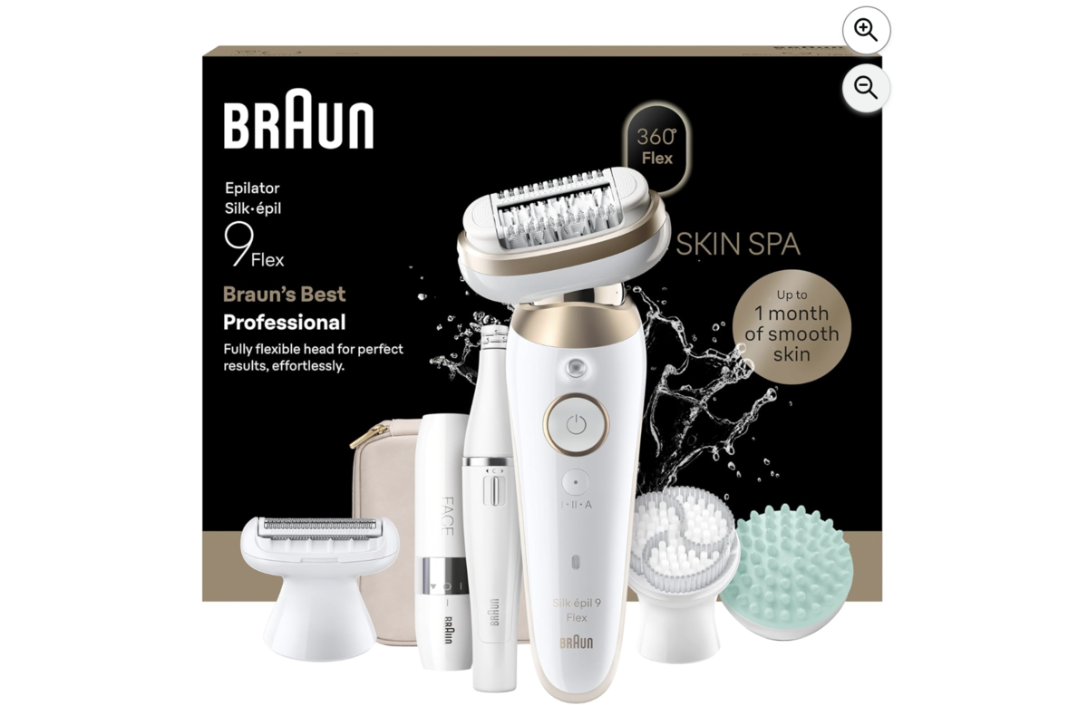 Coffret Braun Silk-épil 9 Flex SkinSpa avec tous les accessoires et trousse