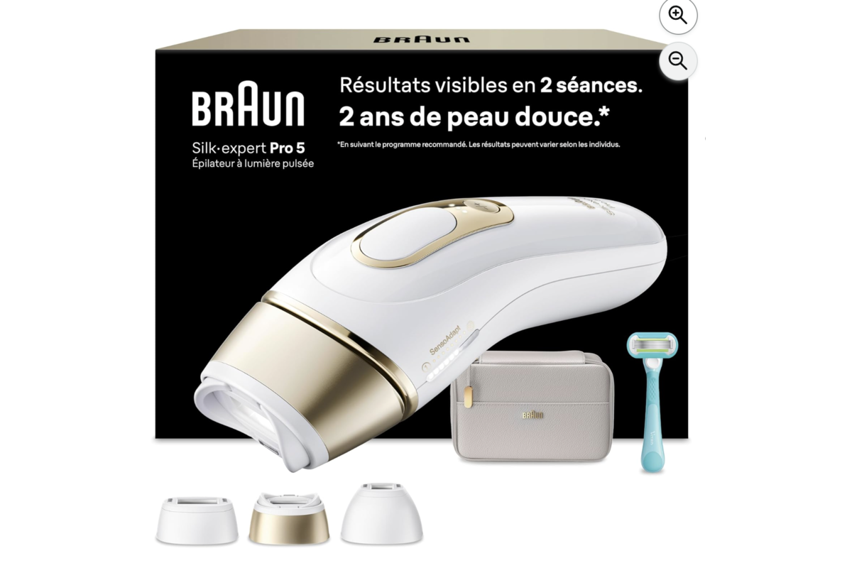 Braun Silk-expert Pro 5 épilateur lumière pulsée avec 3 têtes pochette et rasoir Venus