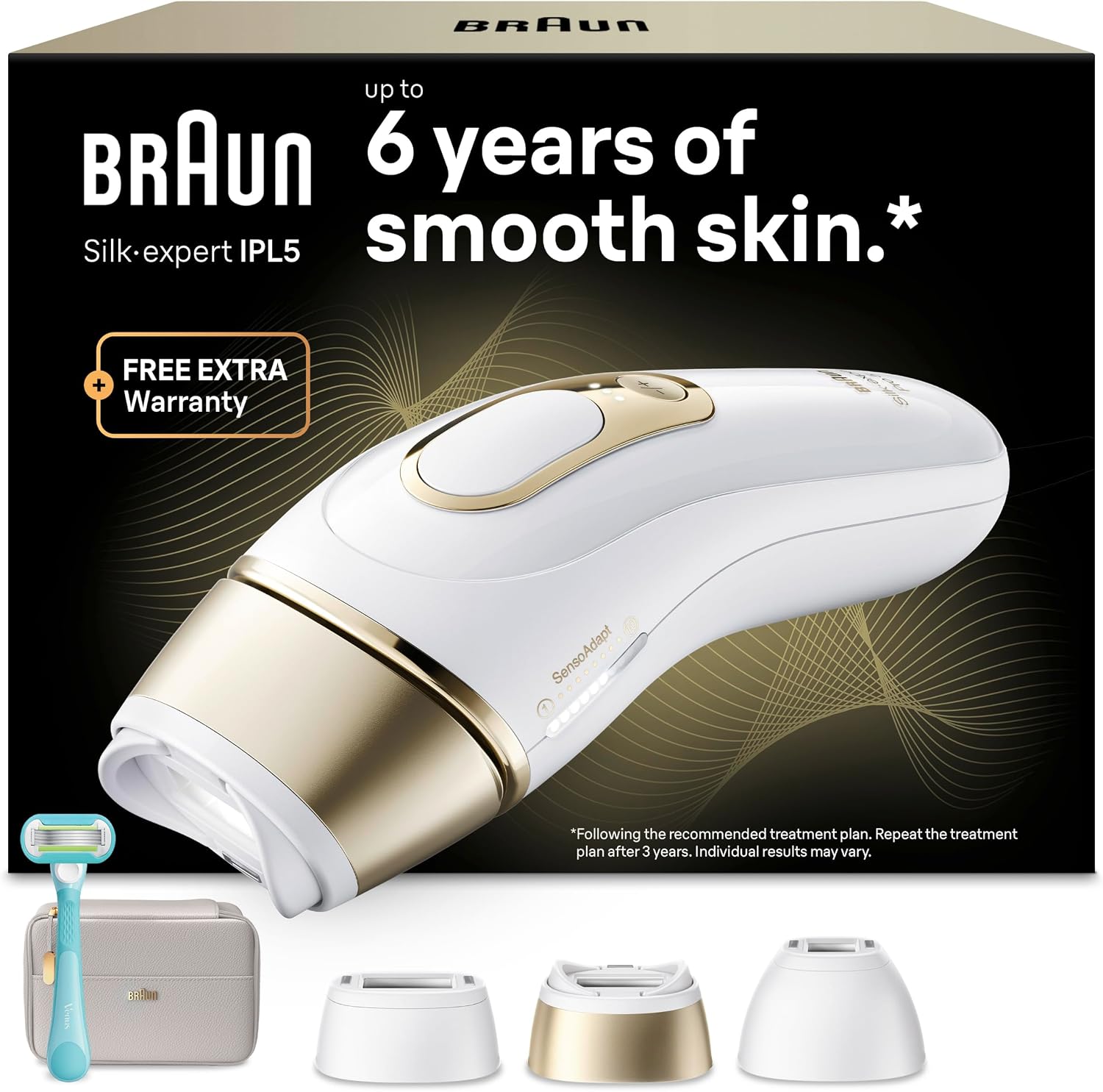 Braun Silk-expert Pro 5 PL5311 avec trois têtes, pochette et rasoir Venus