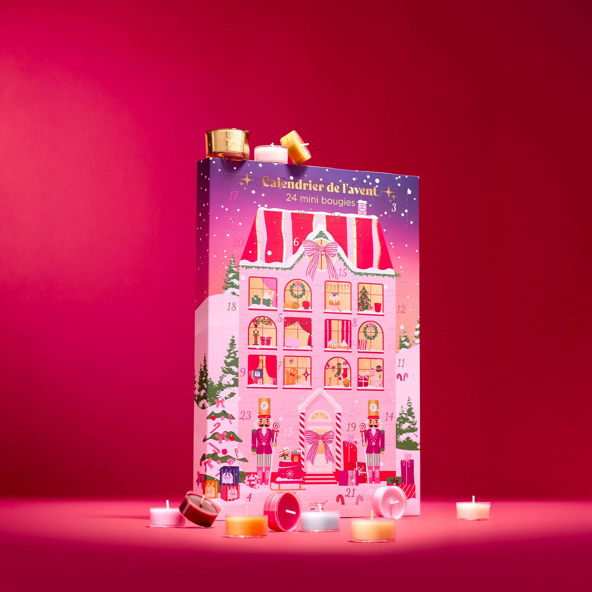 Calendrier de l'Avent Adopt La Maison de Noël 2026 avec photophore et 23 mini bougies à 36,95 euros