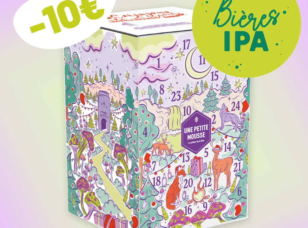 Calendrier de l'Avent bières IPA Une Petite Mousse 2026 avec 24 bières à 64,95 euros grâce au code PREMS