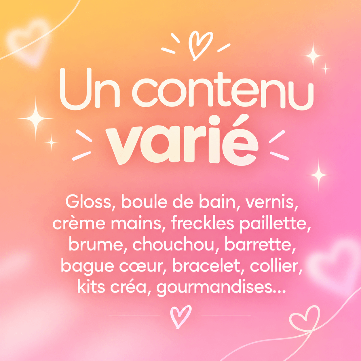 Contenu du calendrier de l’Avent Mademoiselle Confettis 2026