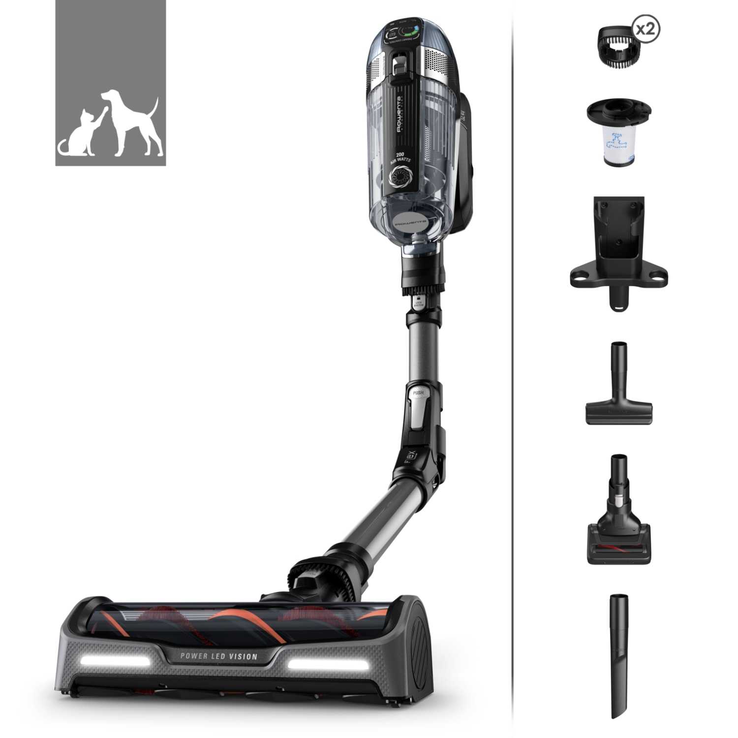 Aspirateur balai sans fil Rowenta X-Force Flex 14.60 Animal avec ses accessoires