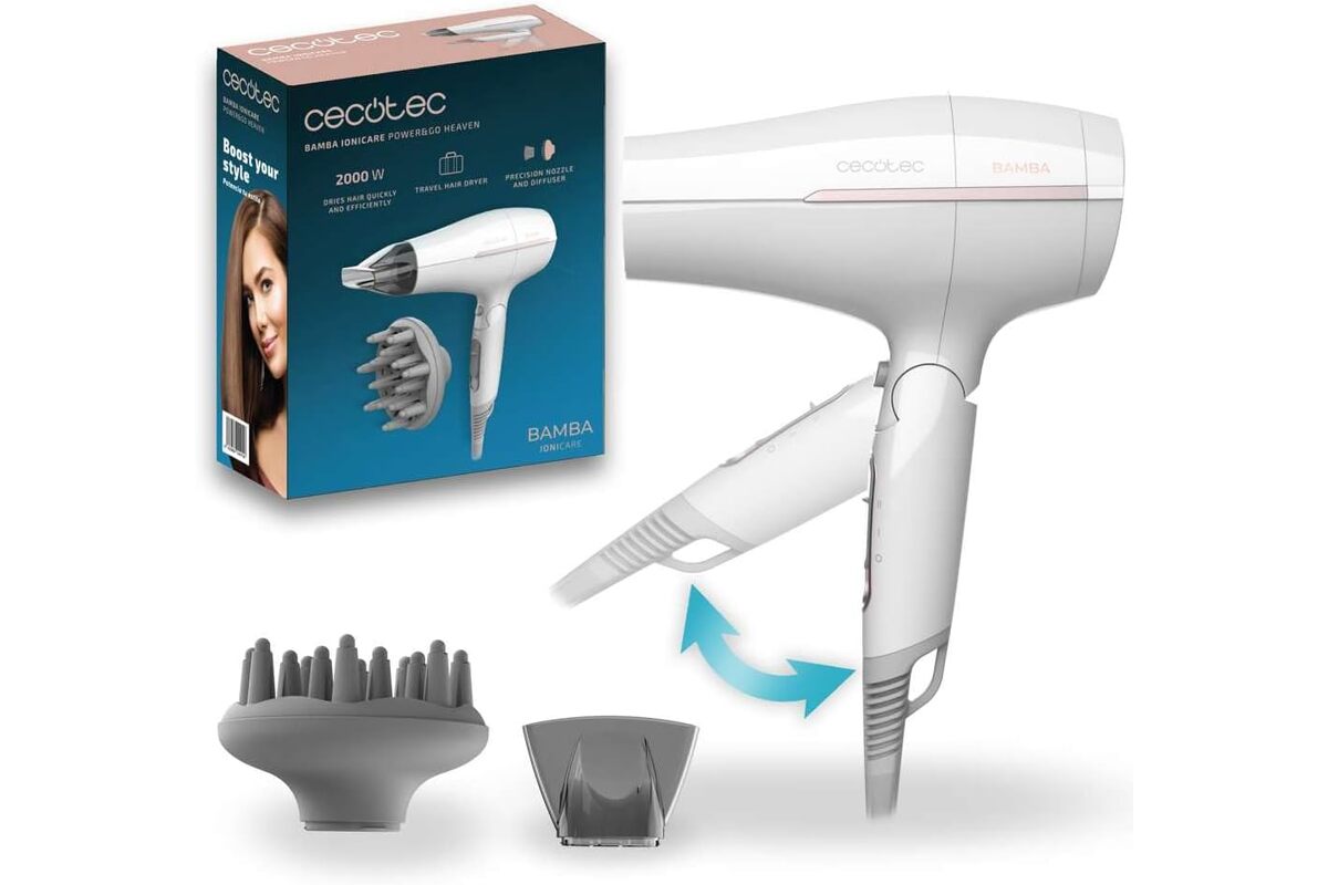 Cecotec IoniCare Power&Go Heaven sèche-cheveux pliable avec diffuseur et buse