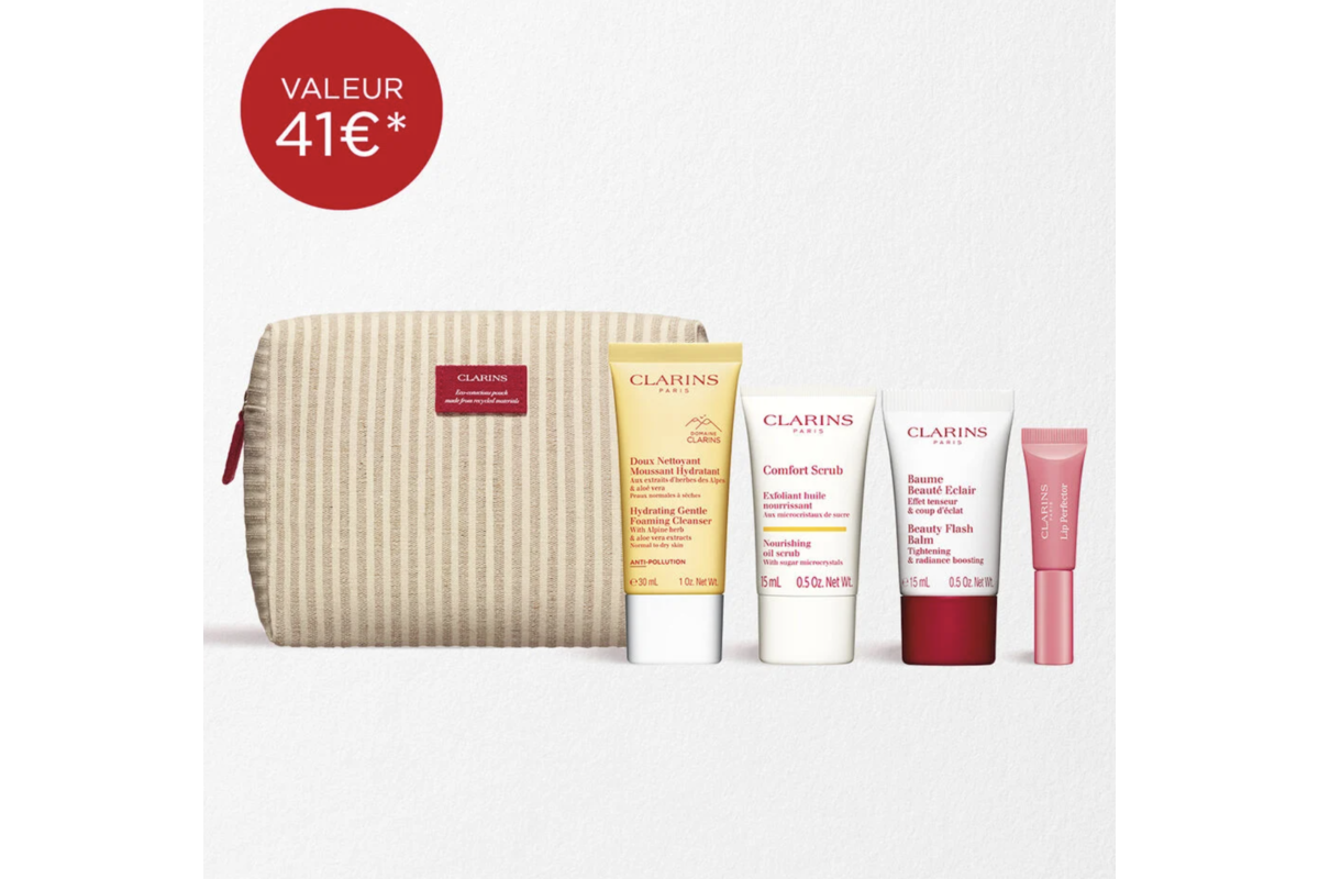 Trousse découverte Clarins Mes Essentiels Beauté valeur 41€ à 30€