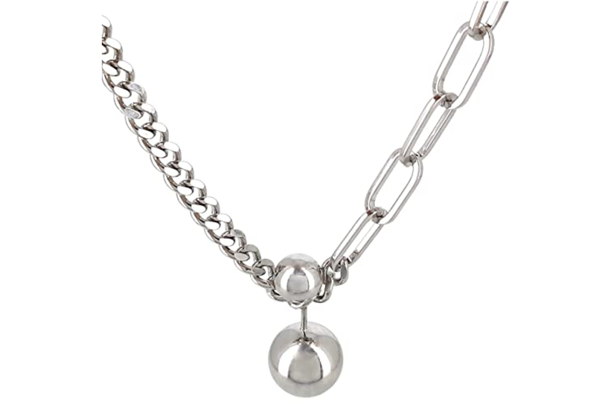 Bola grossesse Accent Aigu chic argent rhodie 50 cm pendentif boule 3.5 cm acier inoxydable