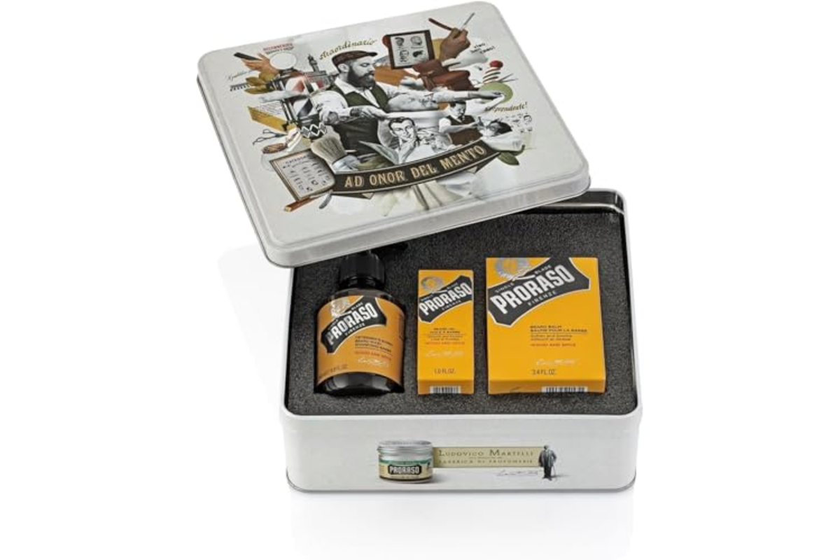 Proraso Coffret entretien barbe Wood Spice nettoyant huile baume cadeau fete des peres